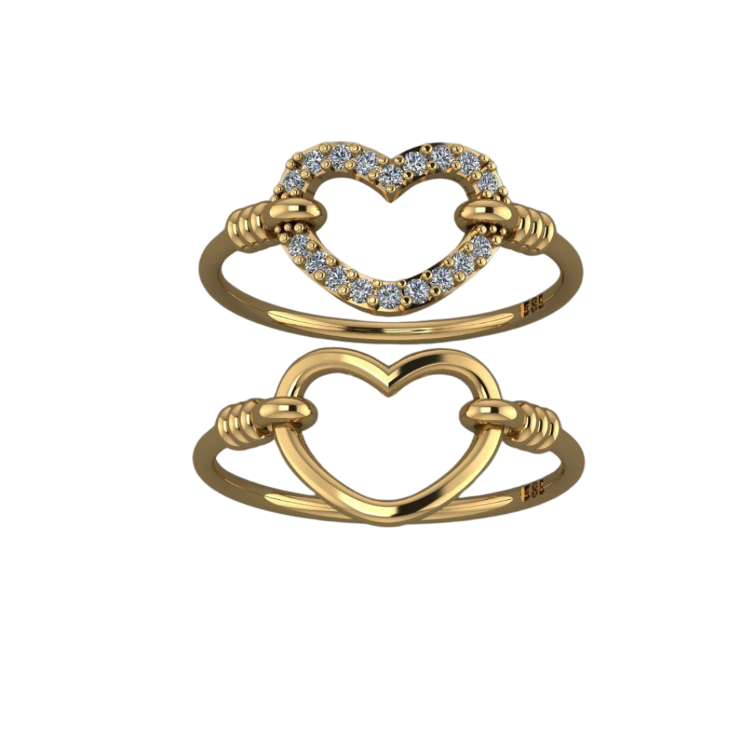 טבעת לב יהלומים