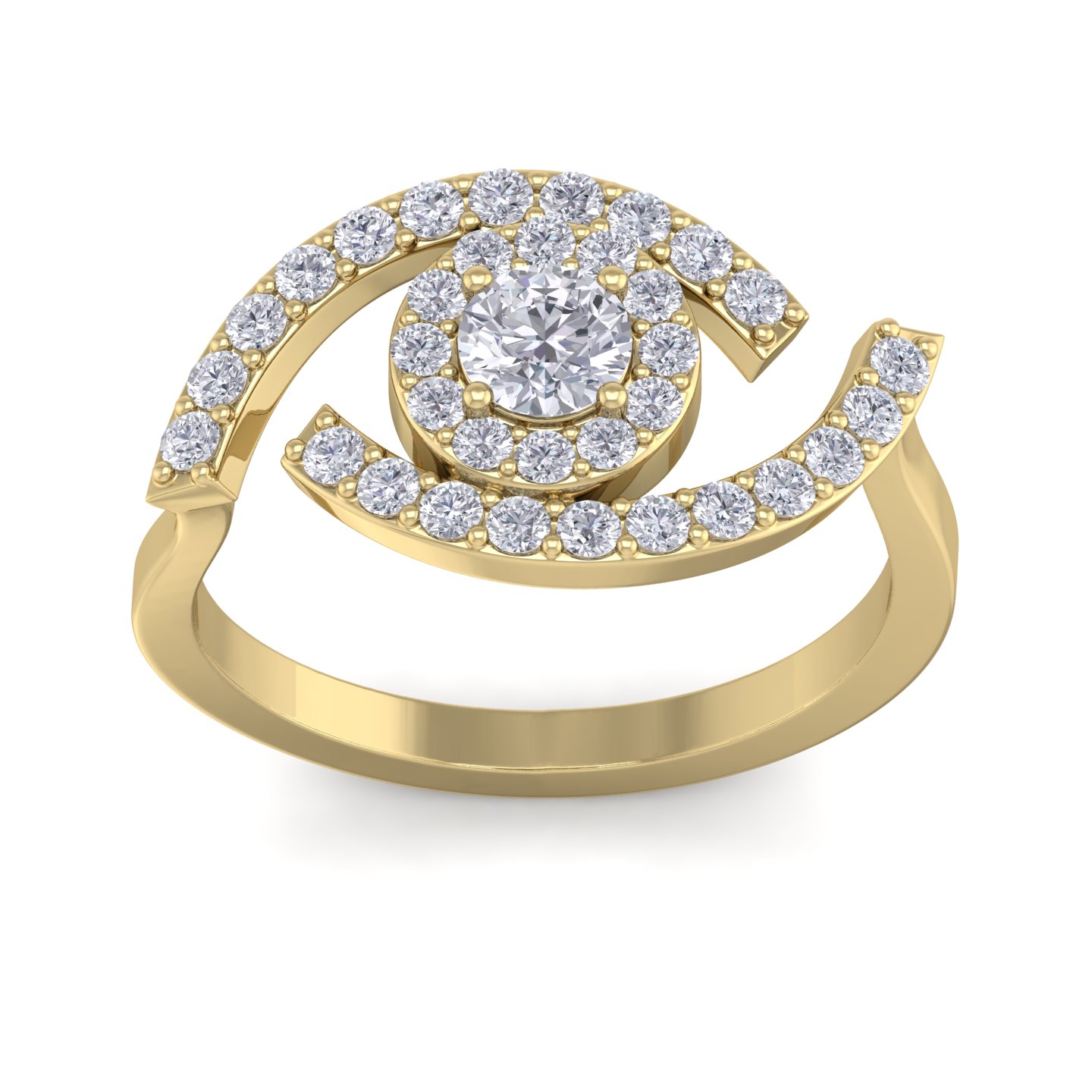 טבעת בעיצוב סוליטר ובשיבוץ יהלומים לאישה