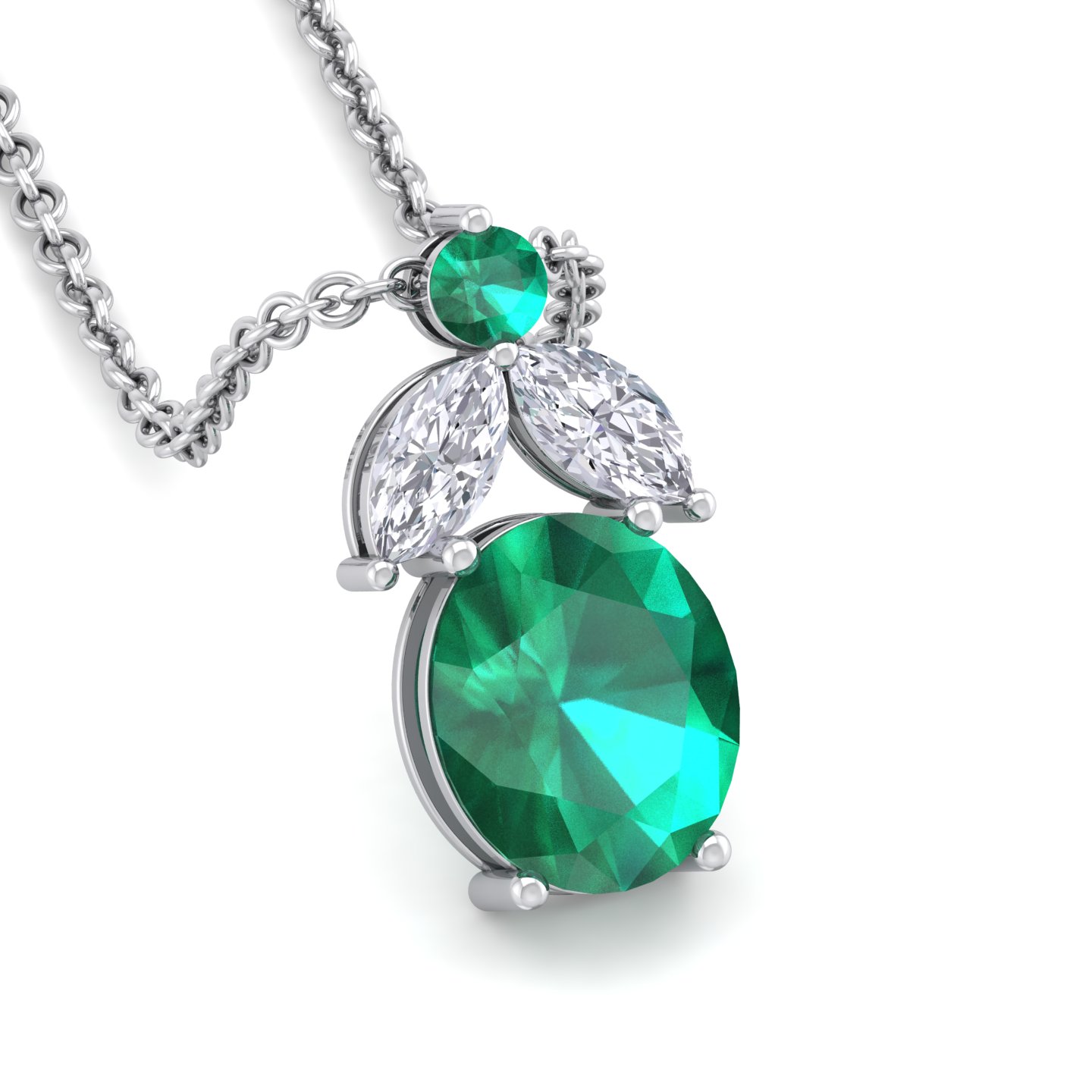 תליון יהלומים עם אבן חן ירוקה