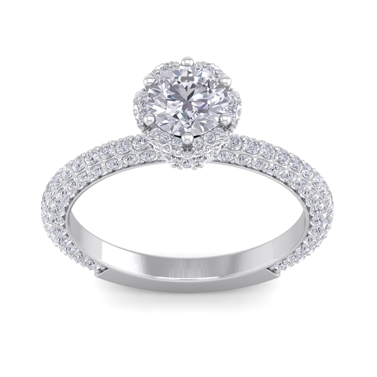 טבעת בעיצוב סוליטר ובשיבוץ יהלומים לאישה