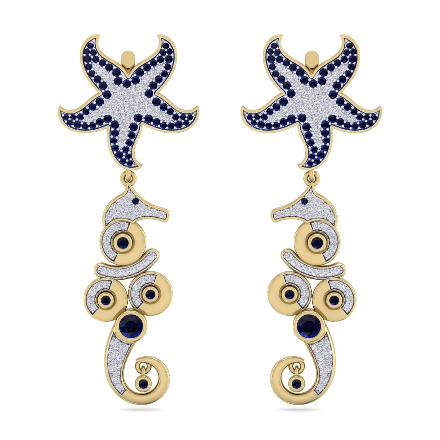 עגיל יהלומים עם אבני חן