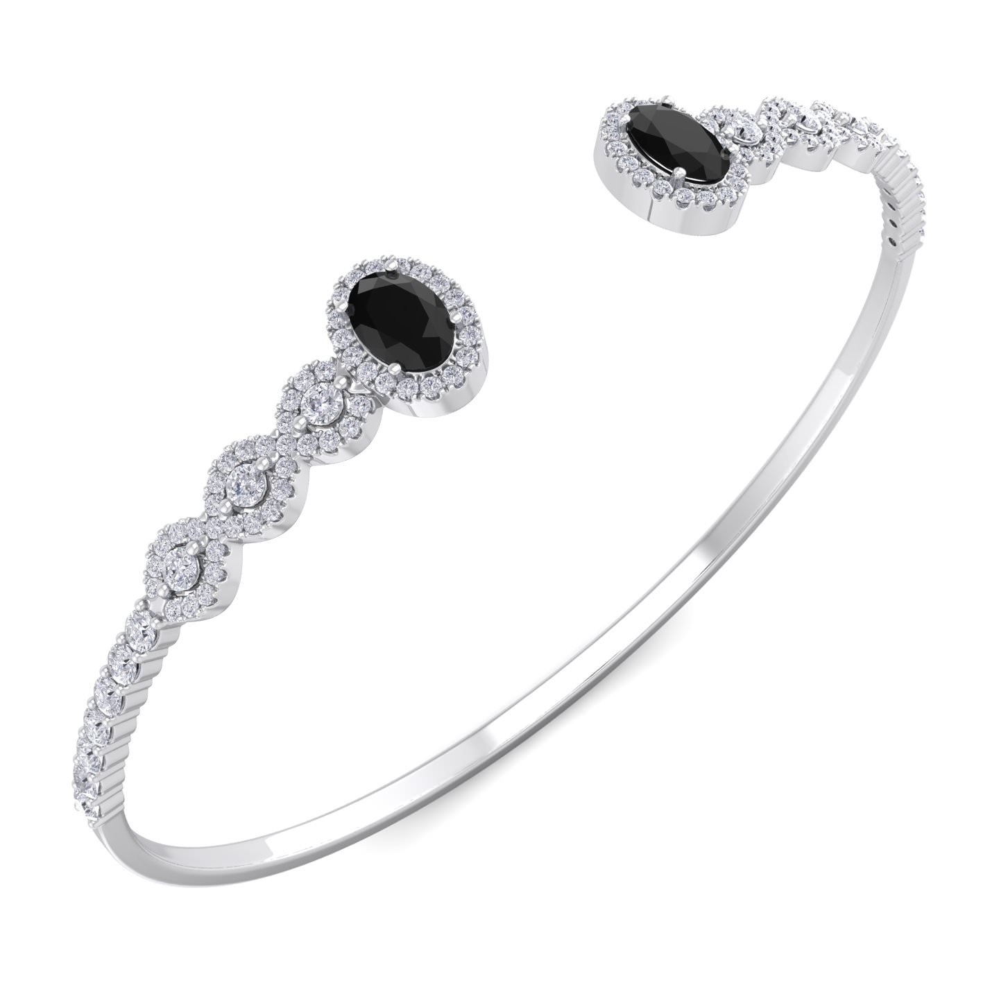 צמיד יהלומים ויהלומים שחורים אובל לאישה