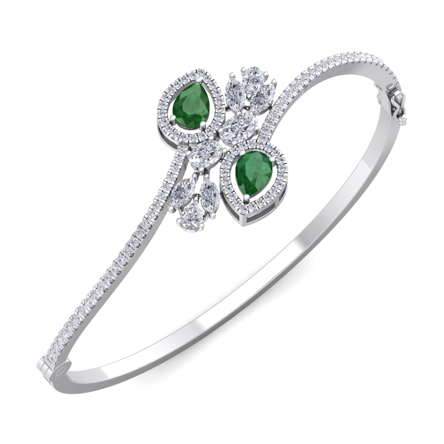 צמיד  יהלומים קשיח עם אבני חן טיפה