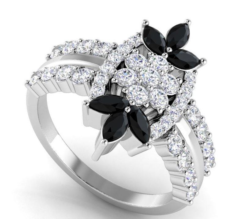 טבעת זהב ויהלומים שחורים