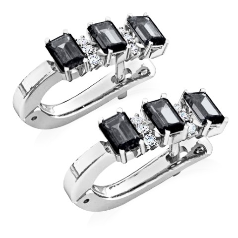 עגילים לאישה עם יהלומים שחורים