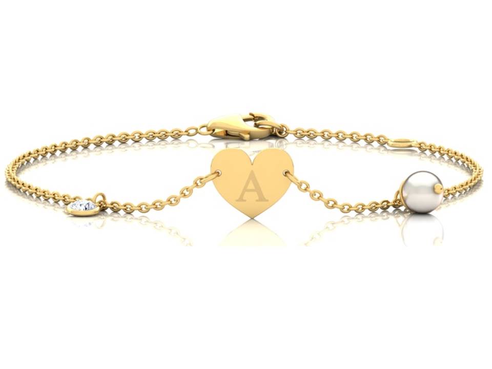 צמיד זהב צהוב 14 קראט ויהלום אחד