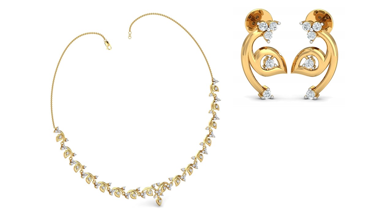 סט תליון ועגילים מעוצבים לאישה