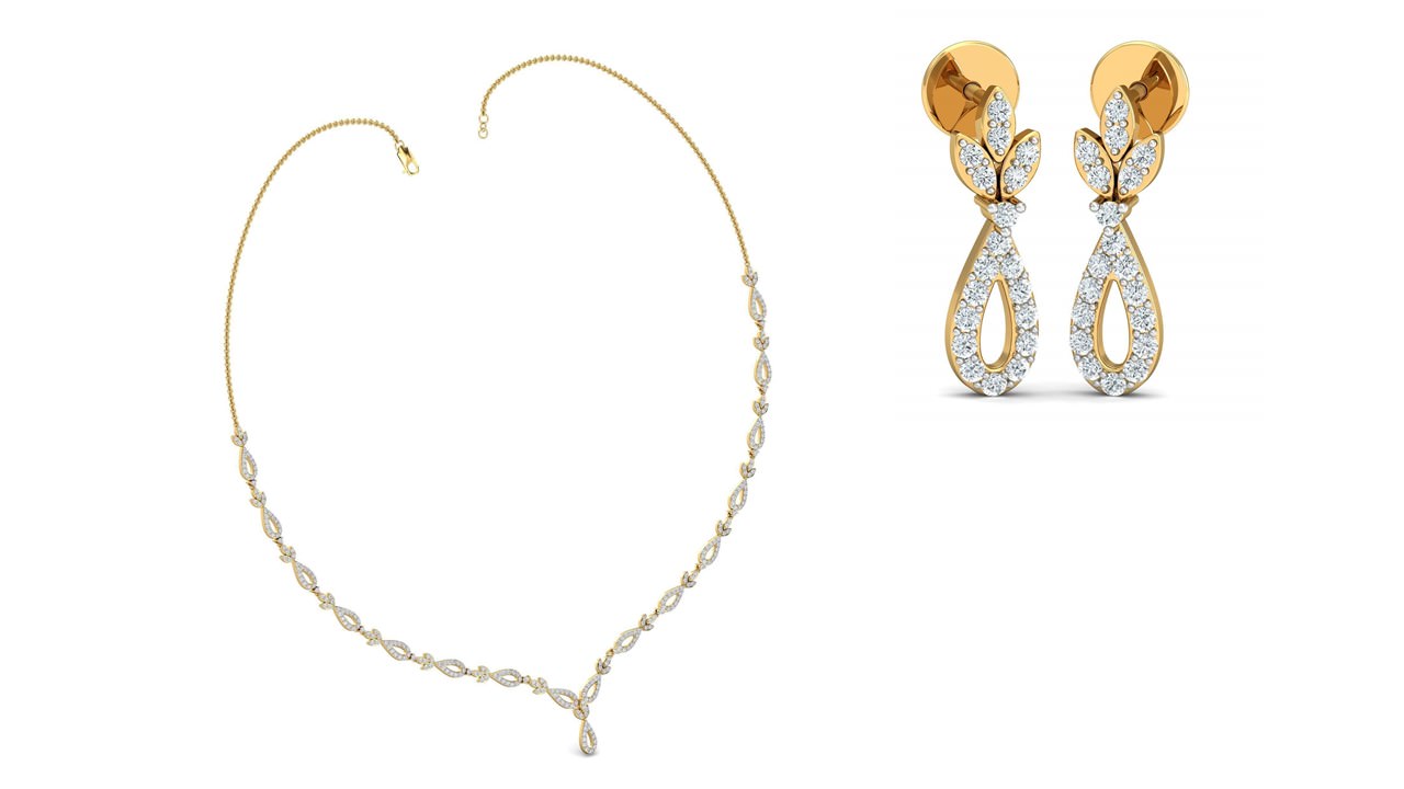 סט תליון ועגילים מעוצבים לאישה