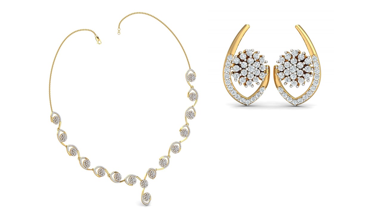 סט מעוצב תליון ועגילים וינטג' לאישה