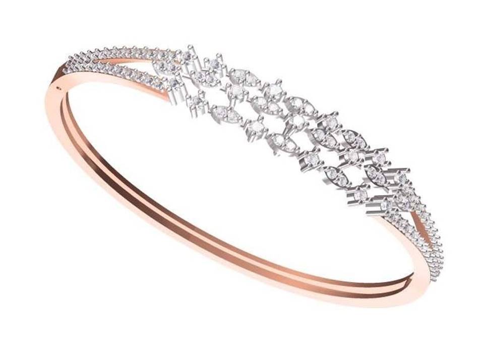 צמיד יהלומים זהב אדום 14 קראט לאישה