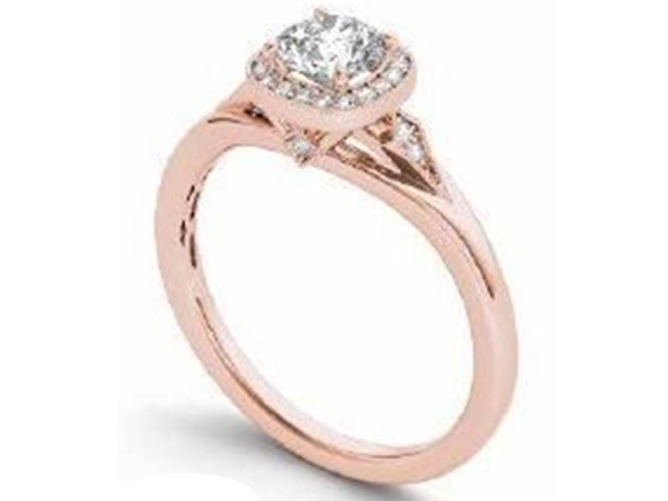 טבעת זהב אדום ויהלומים בעיצוב וינטג'