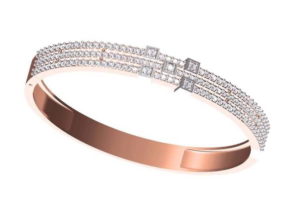 צמיד יהלומים זהב אדום 14 קראט לאישה