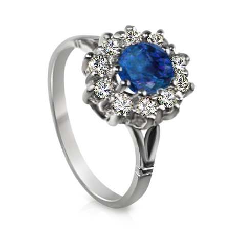 טבעות  דגם הנסיכה דיאנה ספיר זהב לבן