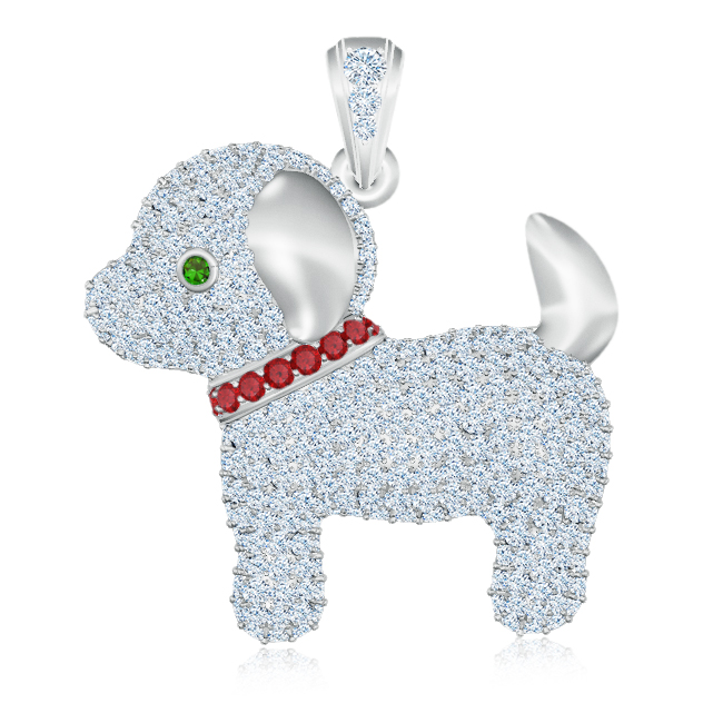 תליון כלב יהלומים לגבר ולאישה