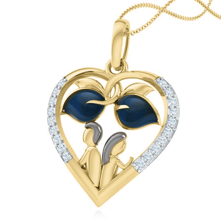 תליון לב זהב ויהלומים