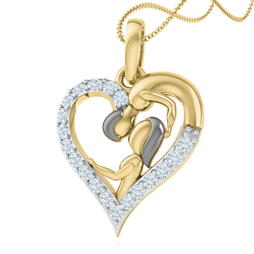 תליון לב זהב ויהלומים