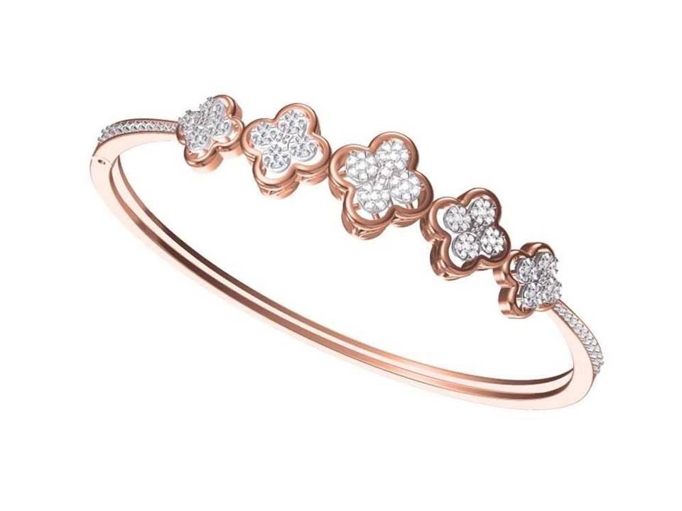 צמיד יהלומים זהב אדום 14 קראט לאישה