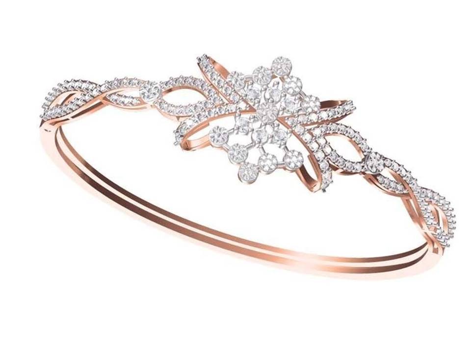 צמיד יהלומים זהב אדום 14 קראט לאישה