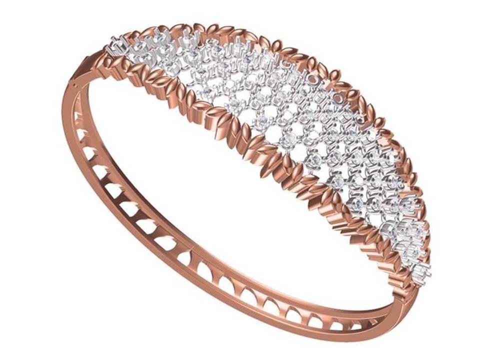 צמיד יהלומים זהב אדום 14 קראט לאישה