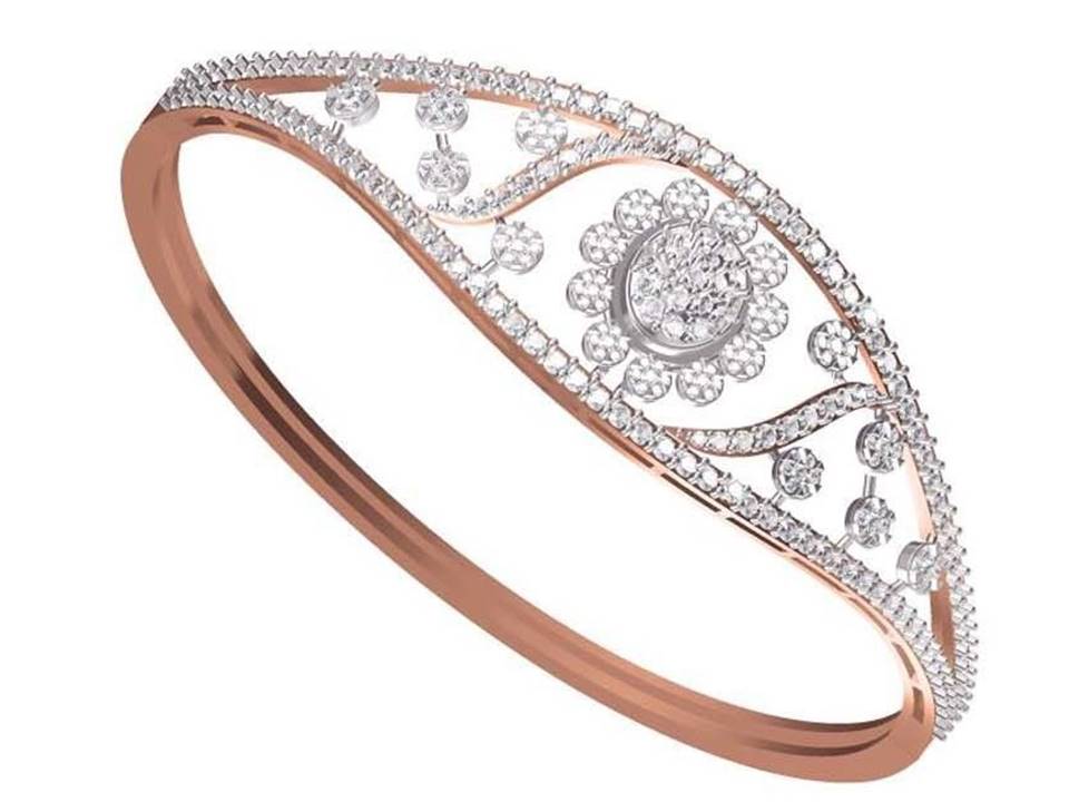 צמיד יהלומים זהב אדום 14 קראט לאישה