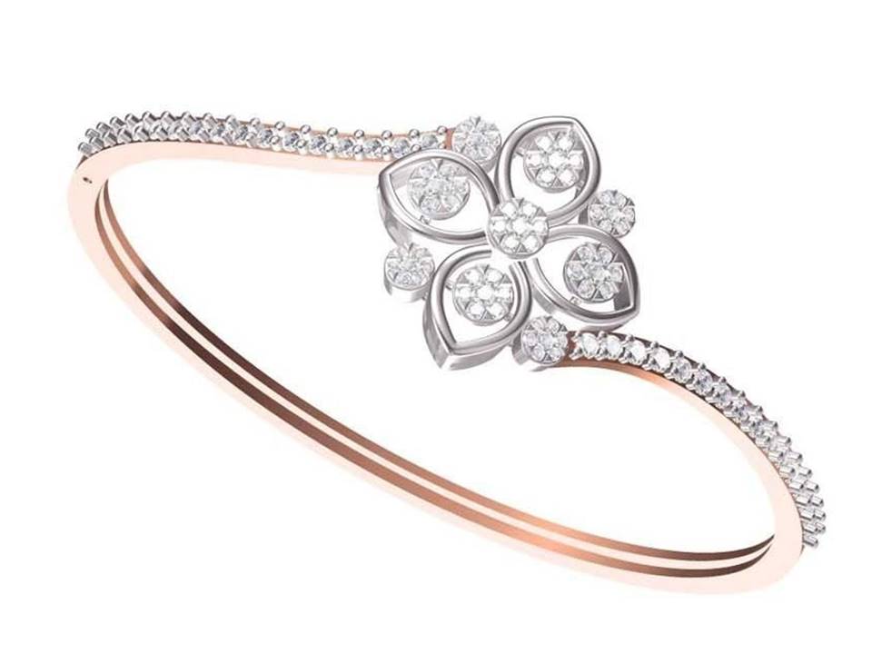 צמיד יהלומים זהב אדום 14 קראט לאישה