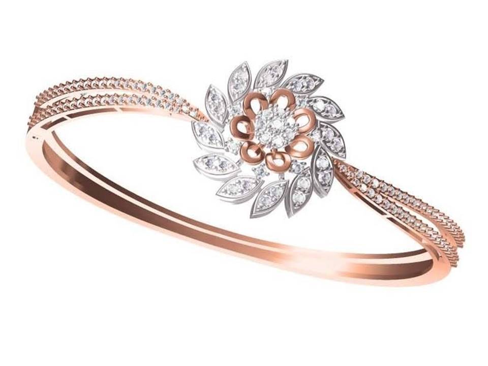 צמיד יהלומים זהב אדום 14 קראט לאישה