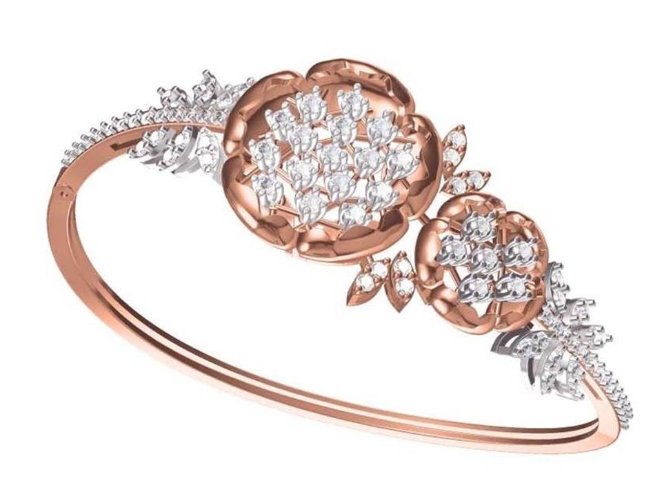 צמיד יהלומים זהב אדום 14 קראט לאישה