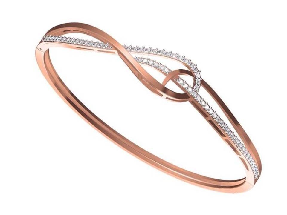 צמיד יהלומים זהב אדום 14 קראט לאישה