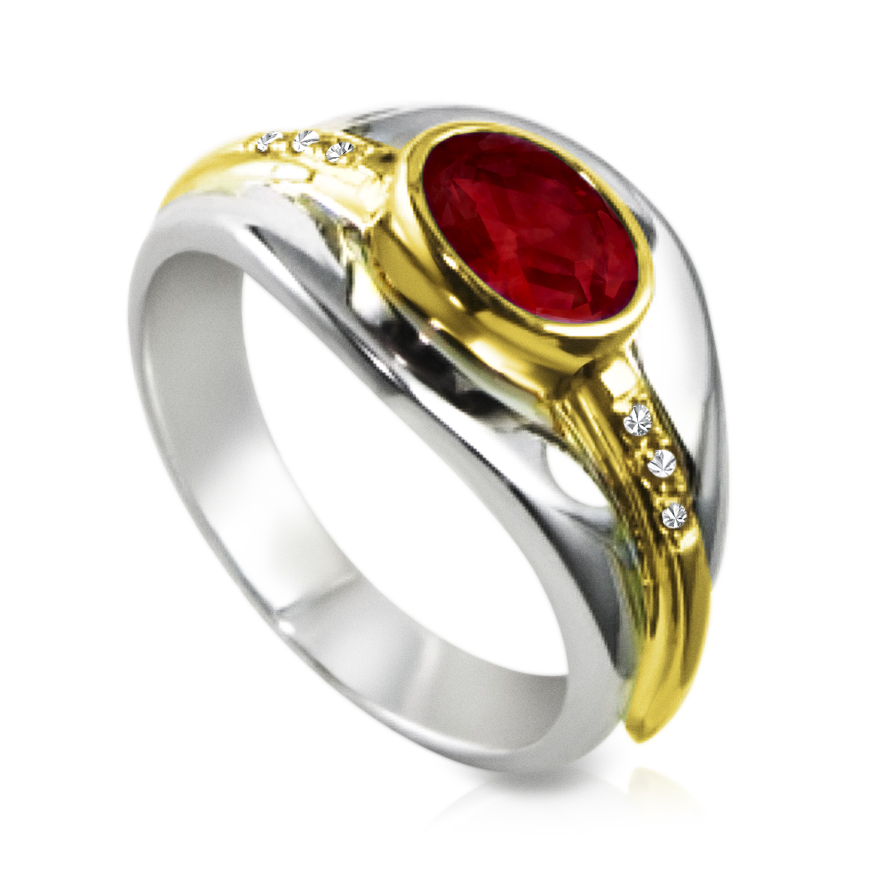 טבעת אירוסין רובי קארט שמסביבו יהלומים