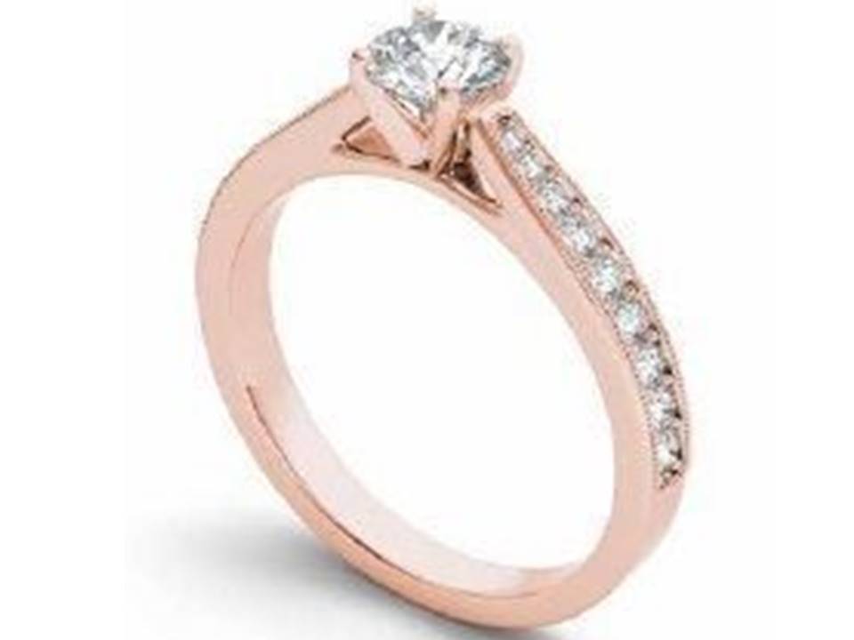 טבעת זהב אדום ויהלומים בעיצוב וינטג'