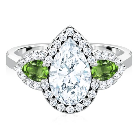 טבעת טריפל אבני חן ויהלומים