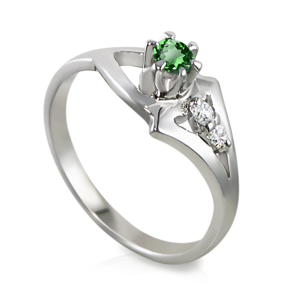 אמרלד ברקת בטבעת זהב לבן