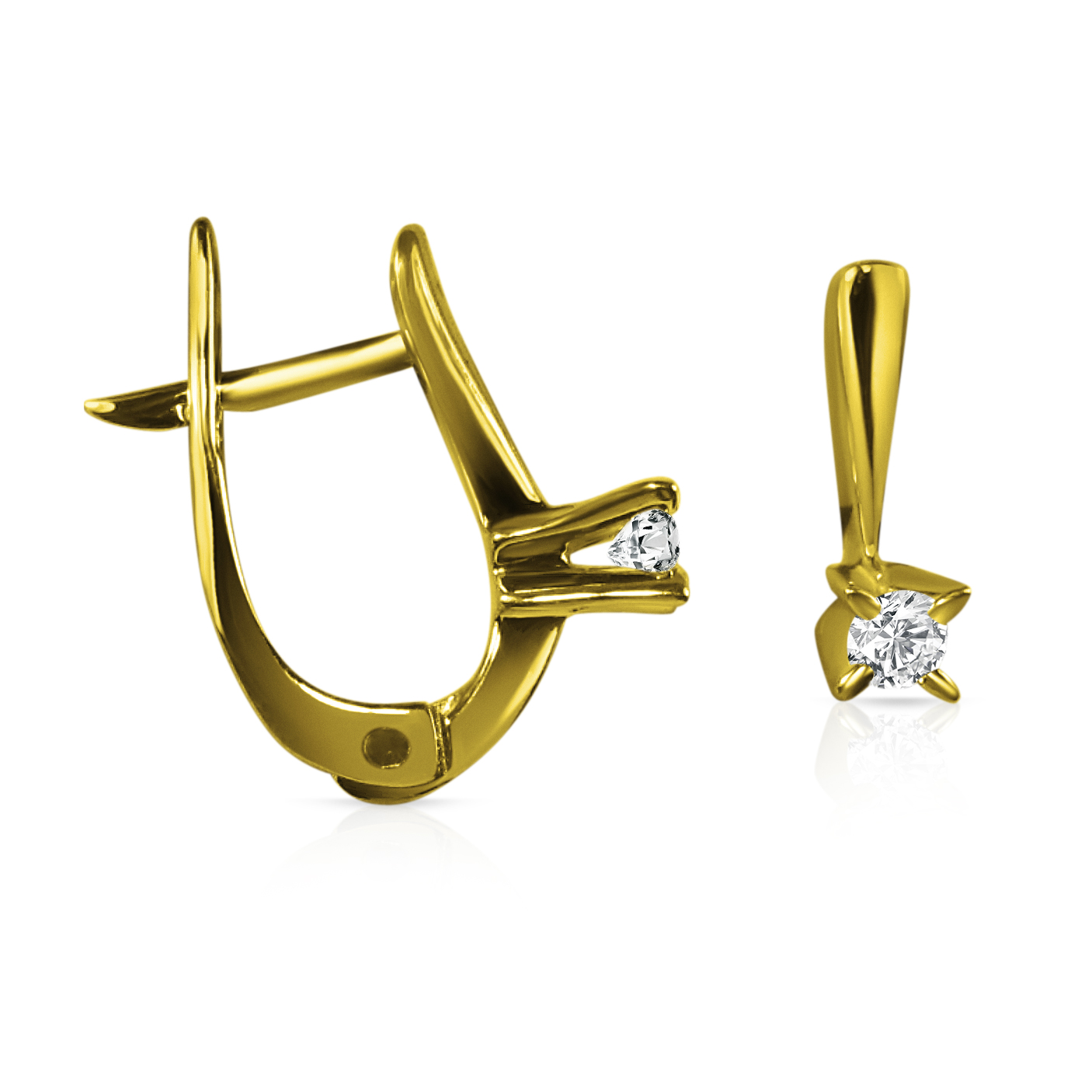 עגילים תלויים זהב ויהלומים