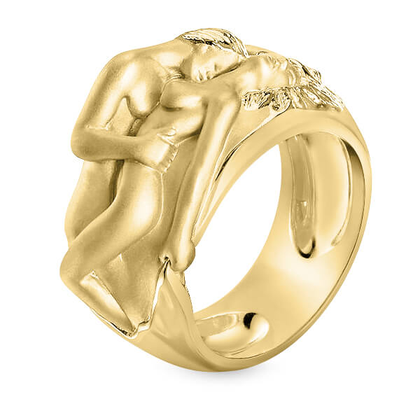 טבעת זהב מפוסלת עיצוב מיוחד גבר ואישה