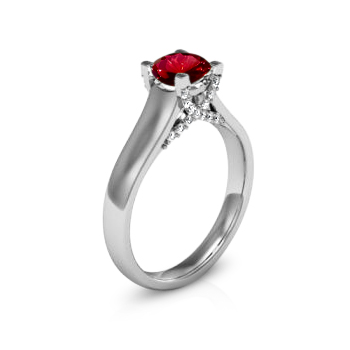 טבעות אירוסין מעוצבות עם אבן גדולה רובי