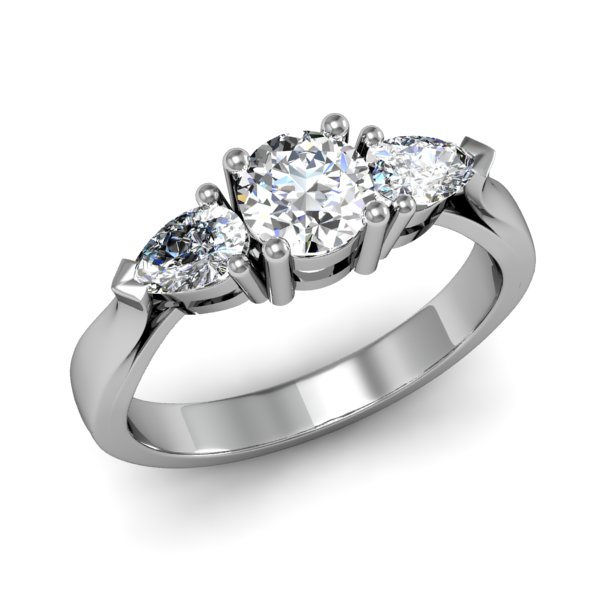 טבעת 3 יהלומים- יהלומים טיפה