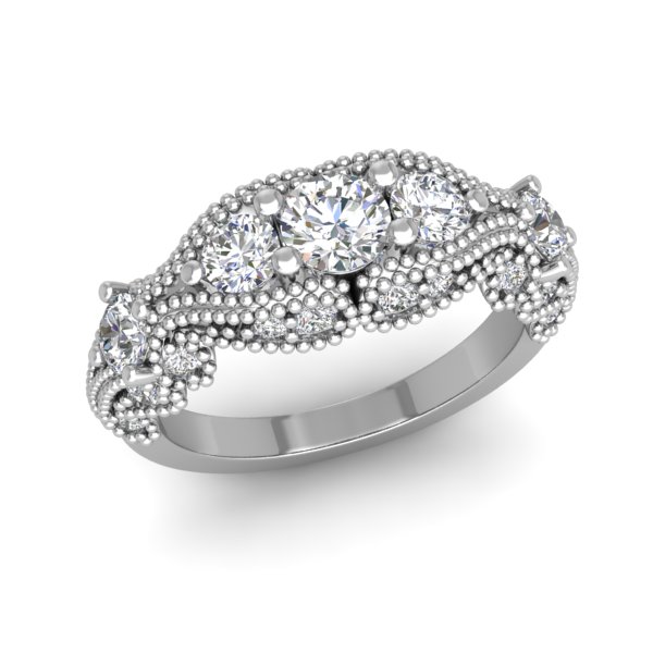 טבעת יהלומים יוקרתית בעיצוב וינטג' לאישה