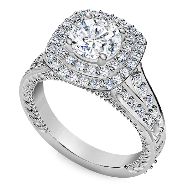 טבעת אירוסין 2 שורות יהומים