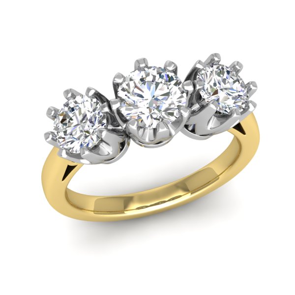 טבעת טריפל עדינה ויוקרתית- זהב צהוב