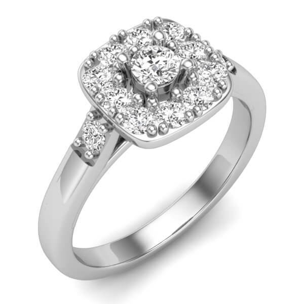 טבעת אירוסין מרובעת,יהלום שסביבו יהלומים