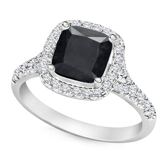 טבעת יהלום שחור מרובע 1 קארט