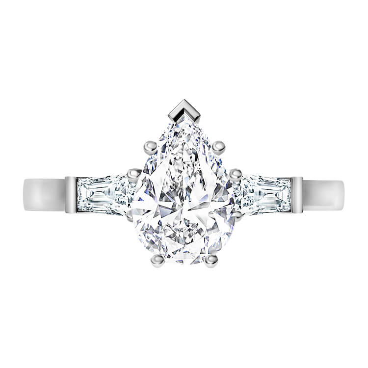 טבעת יהלום בעיצוב טיפה