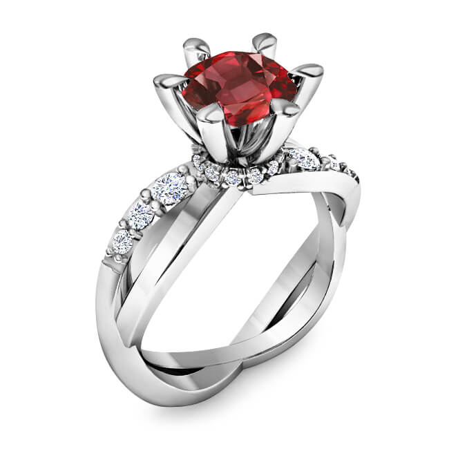 טבעת משובצת אבן חן רובי