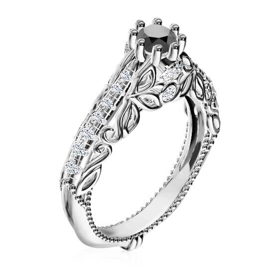 טבעת יהלום שחור בעיצוב וינטג