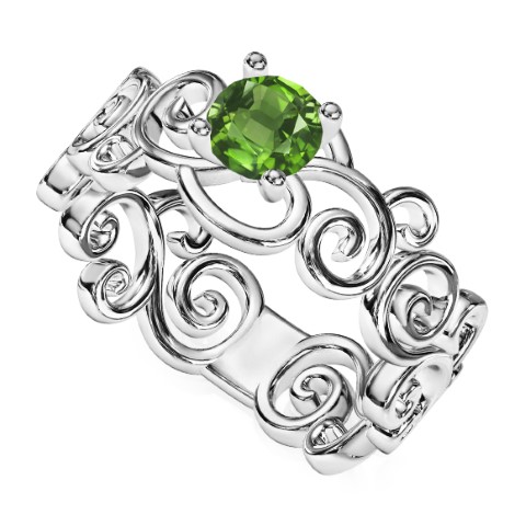 טבעת תחרה עם אבן חן מרכזית