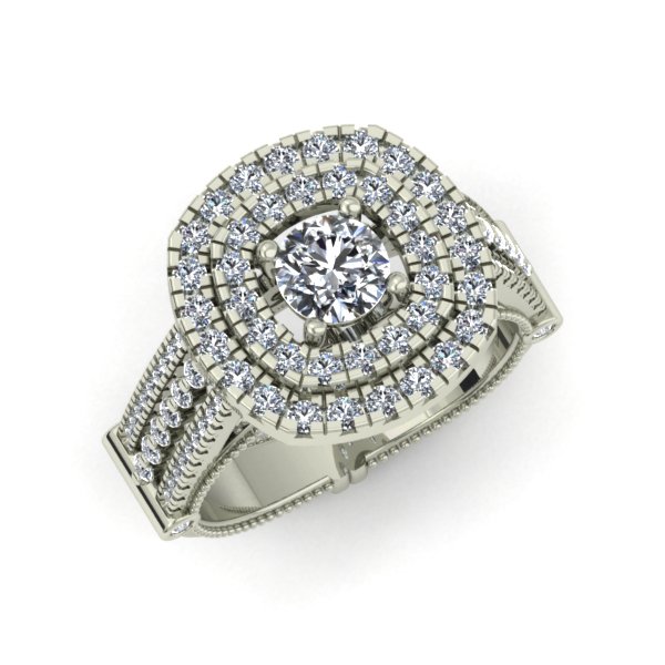 טבעת בעיצוב סוליטר ובשיבוץ יהלומים לאישה