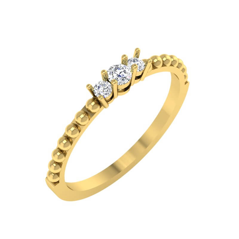 טבעת זהב טריפל משובצת יהלומים