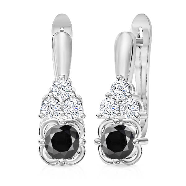 עגילי יהלומים מעוצבים יהלום שחור