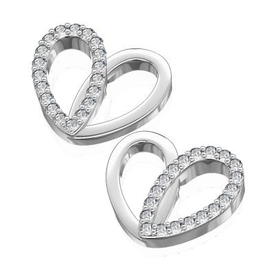 עגילי יהלומים לב