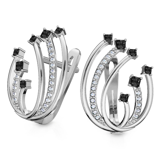 עגילי יהלומים יהלום שחור